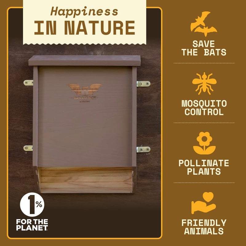 WildYard BIGBATBOX Wooden Large Bat House for Outdoors - 2 Chamber, Brown, Fits Up to 75 - Proven Backyard Bat Box Kit Design for Attraction - Image 2